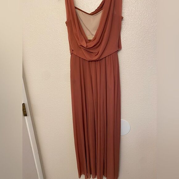 Weissman Balera Dance Costume DOUBLE COWL MESH MAXI DRESS D10454 orange adult SA - Picture 5 of 12